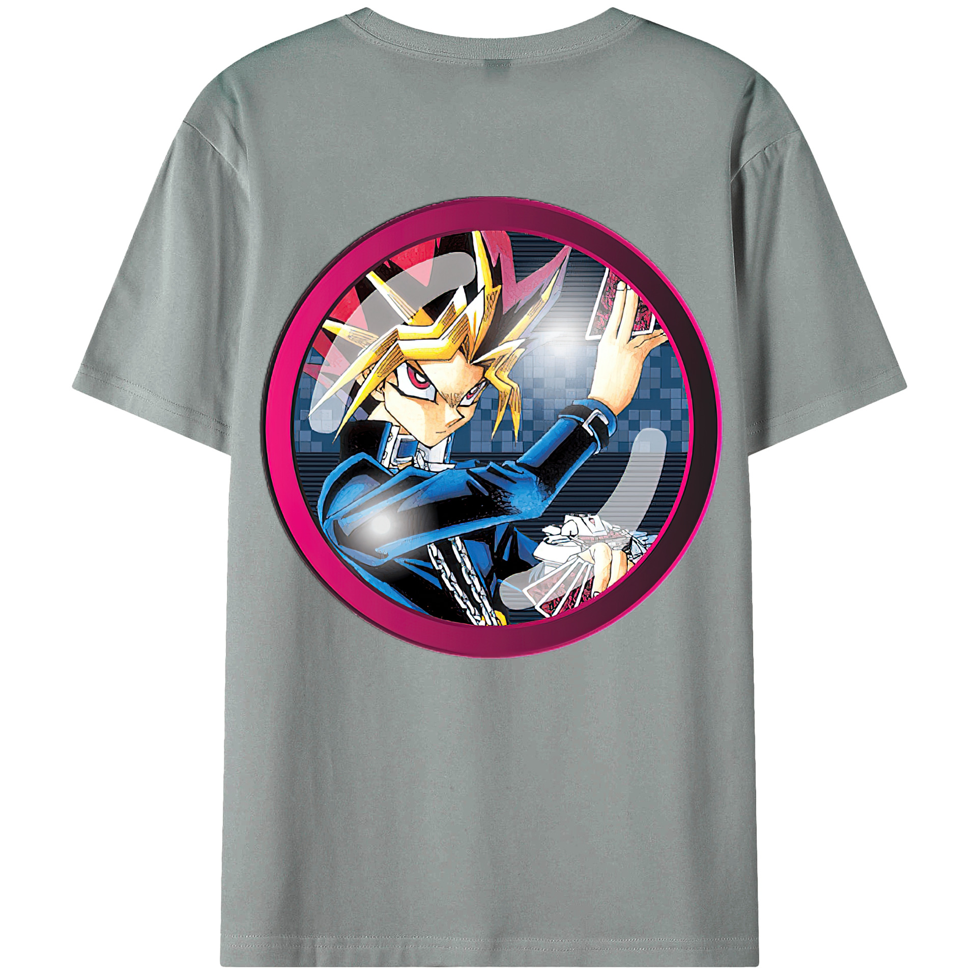 （画像用） 遊☆戯☆王 Yu-Gi-Oh! 綿100％ メンズ半袖Tシャツ（バックプリント） 通気性